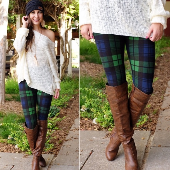 ❤️LAST NEW OS Blue, Green, Black Plaid Leggings - Picture 2 of 2